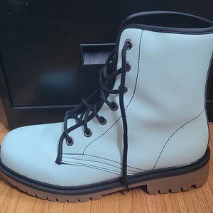 Harlow and Lloyd mint green combat boots
